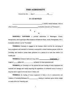 TOWNSHIP ROAD MAINTENANCE AGREEMENT - Hopewell Township